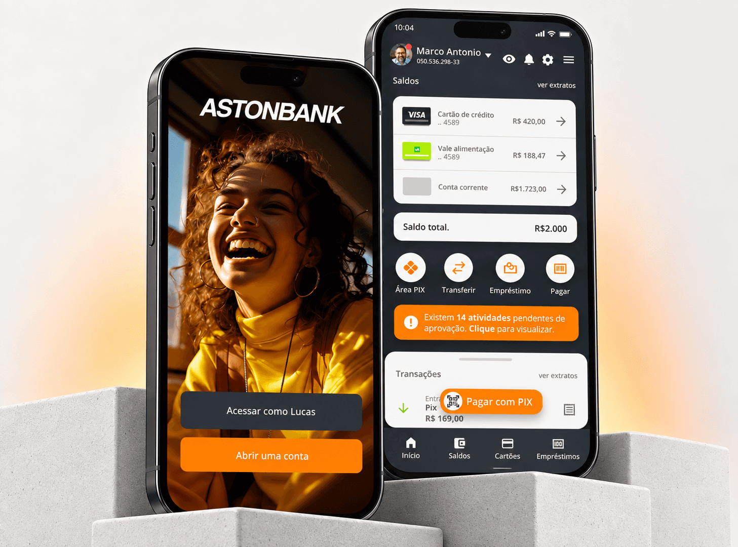Screenshot da plataforma Aston Bank